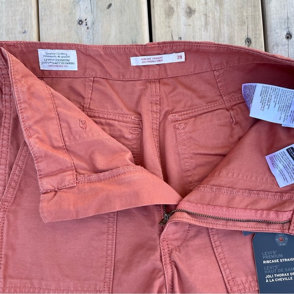 Levi’s Ribcage Straight Ankle Cropped Pant Clay Rust Coral - Picture 7 of 16